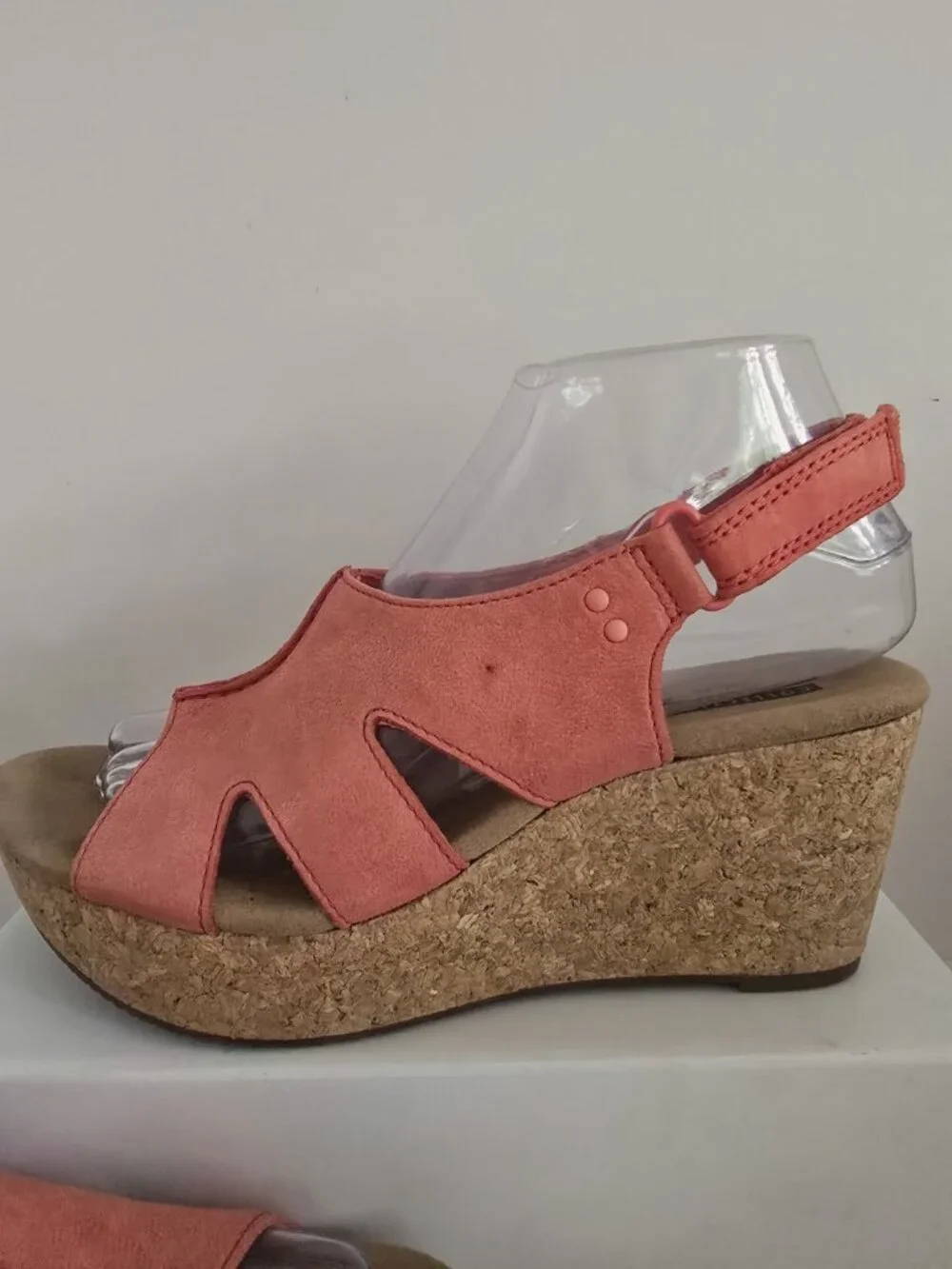 Clarks Annadel Bari Platform Wedge Sandals Pink Leather Shoes 7.5 Y2K 90s Womens